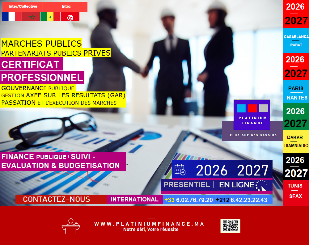 FORMATIONS MANAGEMENT PUBLIC & DÉVELOPPEMENT -MARCHES, PPP ET FINANCES PUBLIQUES