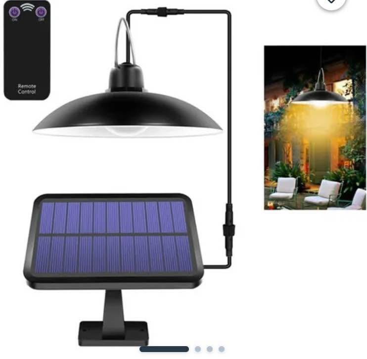 Lampe LED Solaire à double suspension avec abat du jour et télécommande