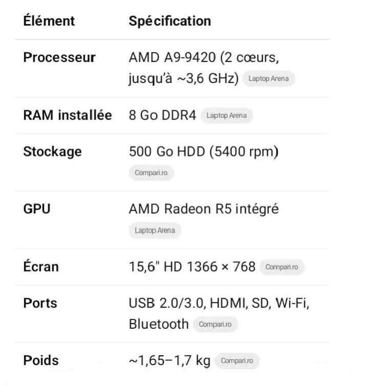 ORDINATEUR ASUS X505BA