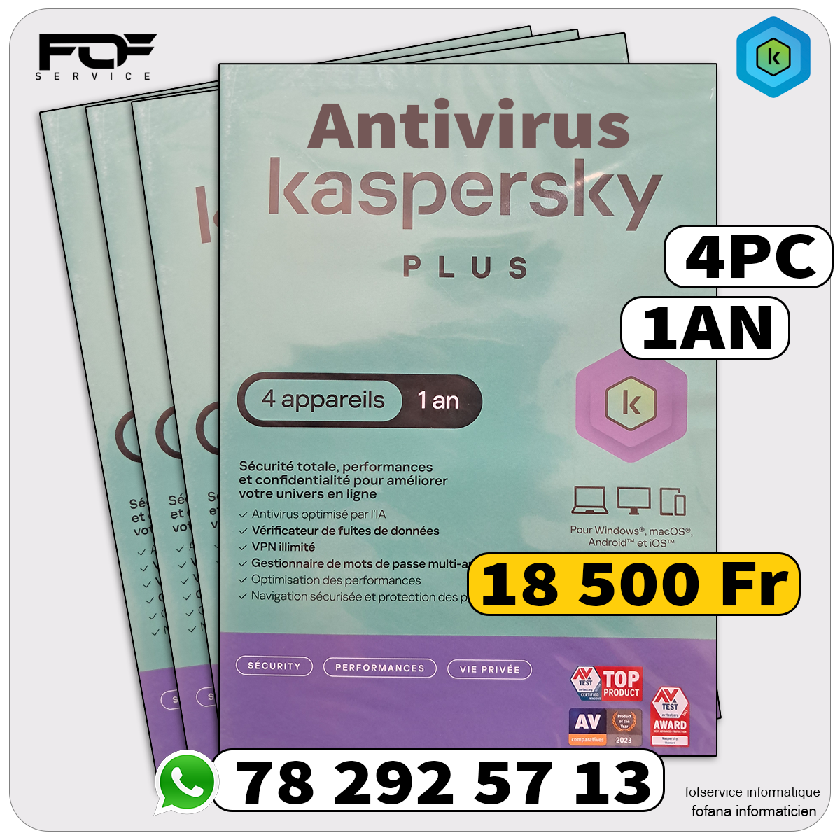 Antivirus Kaspersky 4PC - Dakar - SN
