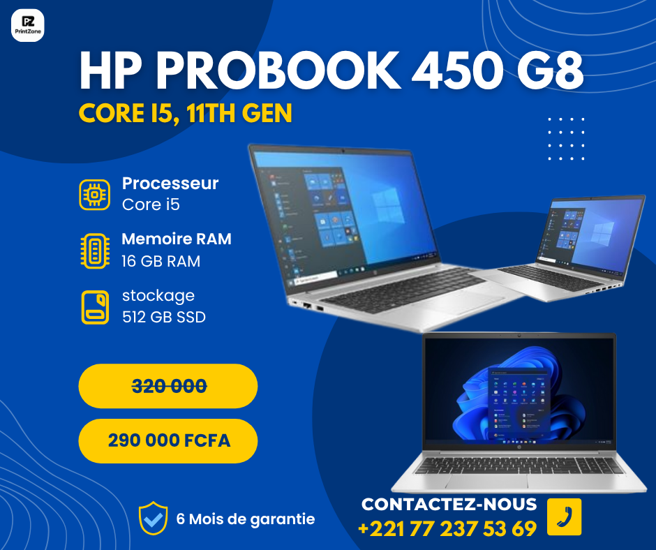 HP ProBook 450 G8 – Core i5 11ᵉ Gen, 16GB RAM, 512GB SSD – Puissance & Performance
