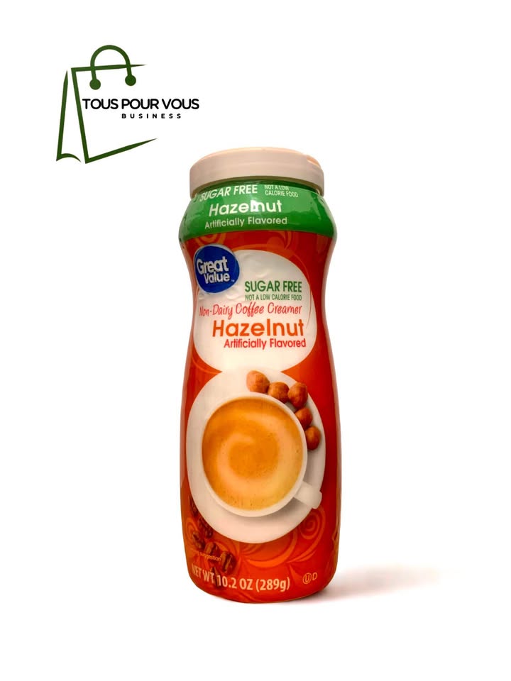 Crème pour café non laitière Hazelnut sans sucre, artificiellement aromatisée, 289g